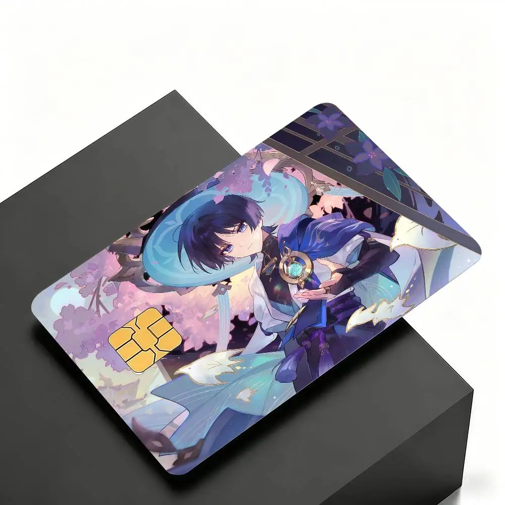 Genshin Impact Scaramouche Wander Kreditkarten-Skin-Aufkleber 4er-Set Folie Bus-Pass Frontdekoration Bank-Debitkarten Wasserdicht – Detail 14