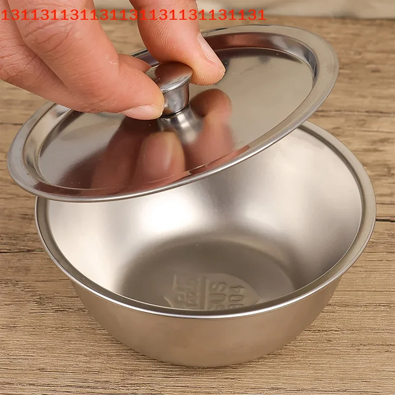 Tazón de Acero Inoxidable 304 para Frutas, Ensaladas, Postres, Sopas, Arroz, Fideos y Huevos Cocidos al Vapor con Tapa