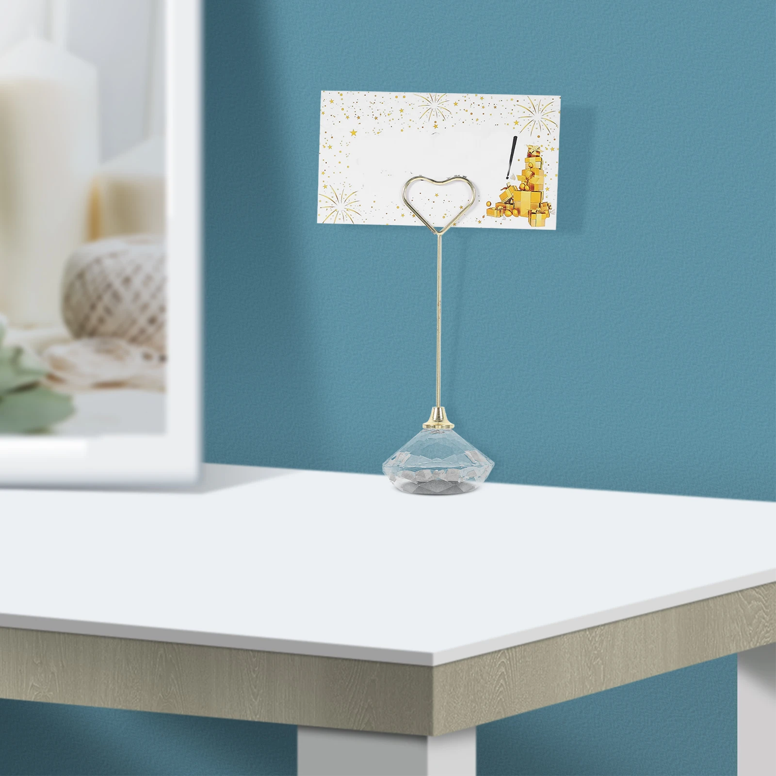 

Crystal Photo Clip Holder 3D Decorative Memo Stand Desk ganizer Wedding Valentine Table Top Display Hardwearing
