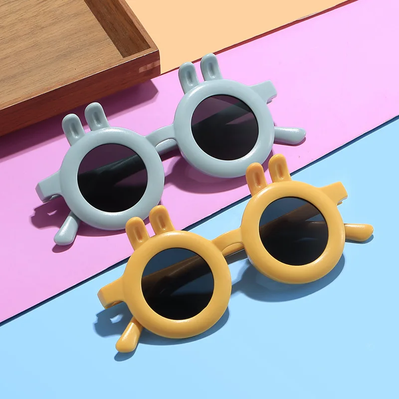 New Fashion Little Ear Rabbit Children's Sunglasses Photography Ball Children's Sunglasses Small Circle Baby Glasses