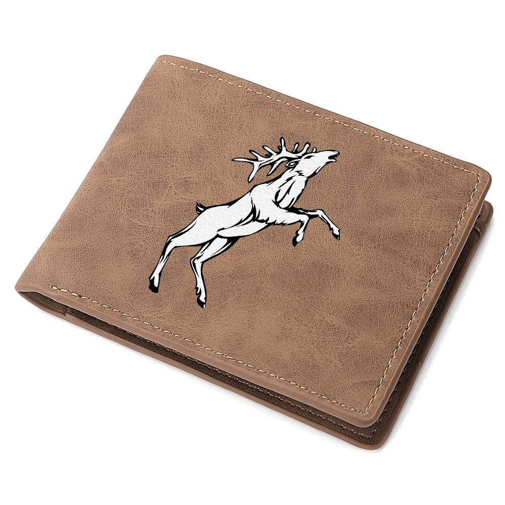 محفظة جيب للعملات المعدنية عالية الجودة بطبعة غزال للرجال، محفظة جلدية صغيرة كاجوال للأعمال