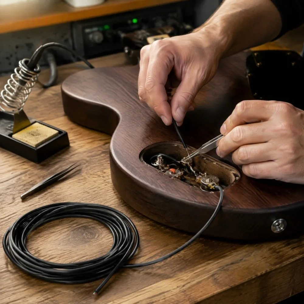 Black Circuit Hookup Wire 3 Meters/ 9.84ft 4 Conductor Guitar Pickup Cable Metal+Polymer Guitar Wiring Cable For Guitar Wiring
