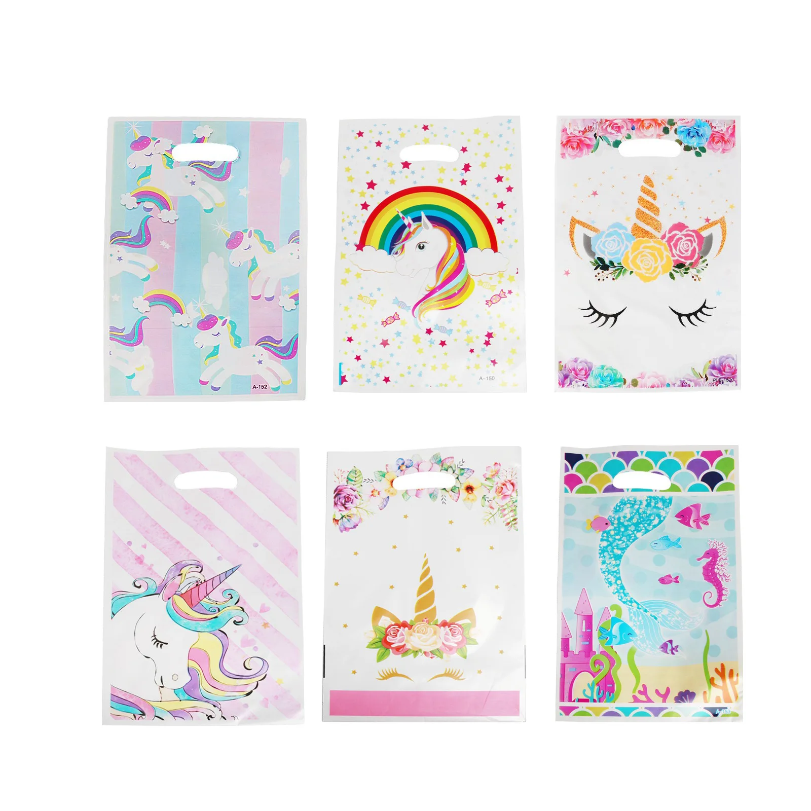 Girls Favors Birthday Party Unicorn Theme Candy Surprise Disposable Plastic Decorations Gifts Goodie Loot Bag 10pcs/lot