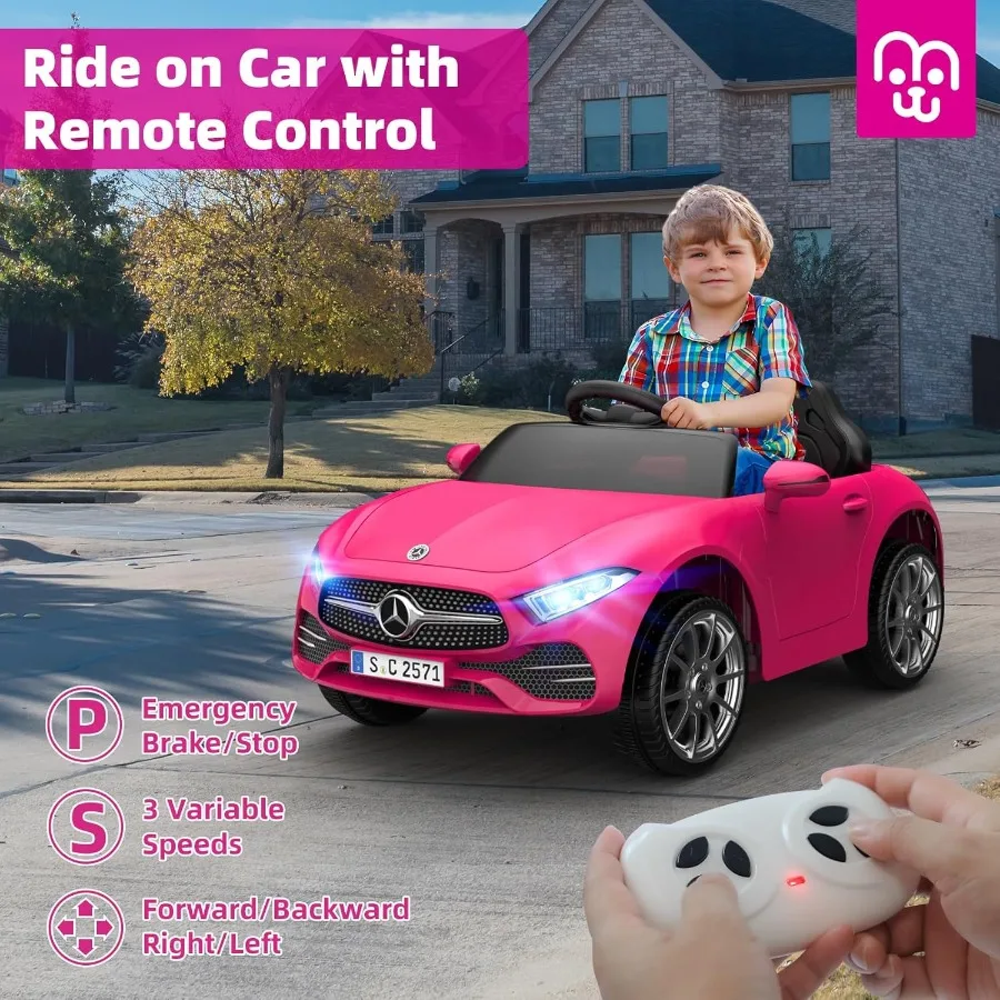 รถยนต์ไฟฟ้า 12V พร้อมรีโมทคอนโทรล ขับเคลื่อนด้วยแบตเตอรี่ พร้อมเครื่องเล่นเพลงบลูทูธและ USB ความเร็วสูงสุด 3.1 ไมล์ต่อชั่วโมง