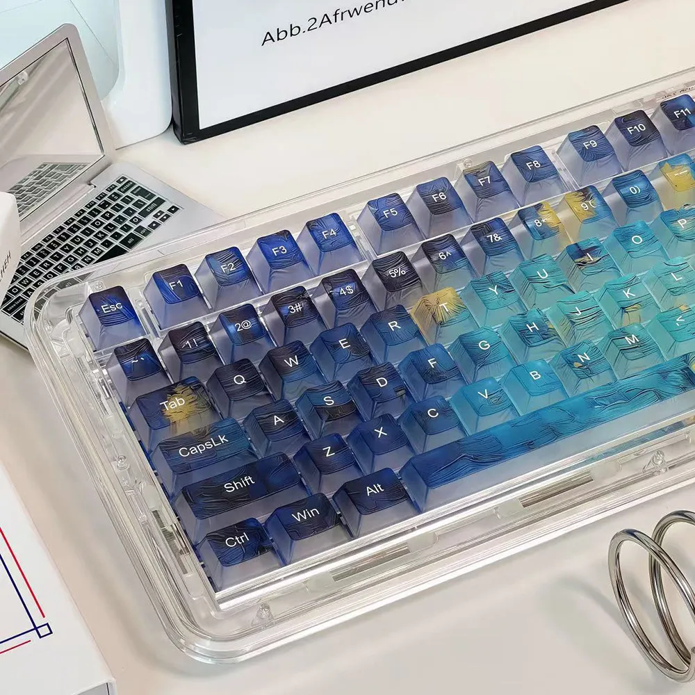 Starry Night Fog Transparent PC Keycaps 120 Keys Cherry Profile Key Cap for Cherry Gateron MX Switches Mechanical Keyboard