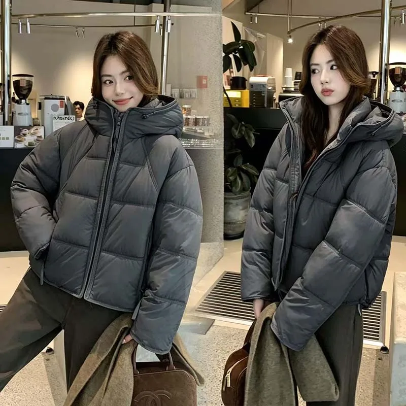 2026 Winter Fashion Puff Hooded Down Cotton Clothing Women New Loose Hooded Versatile Student Jacket Female Cotton Padded Jacket