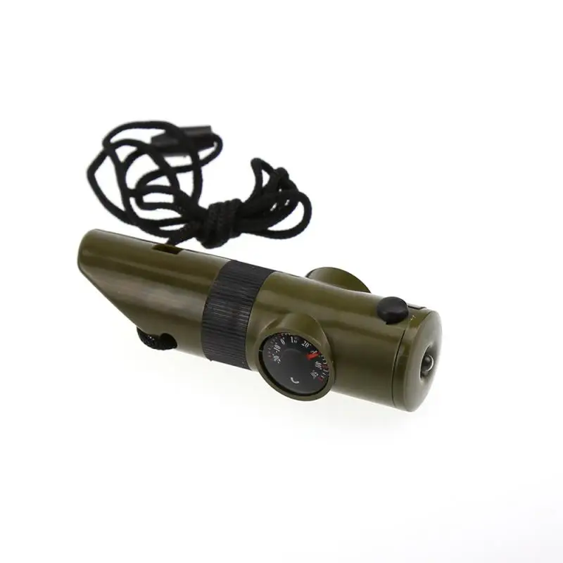Multi-Functional Whistle กลางแจ้งเดินป่าตั้งแคมป์ปีนเขา Survival อุปกรณ์แบบพกพา7In1นกหวีดเข็มทิศไฟฉาย Led