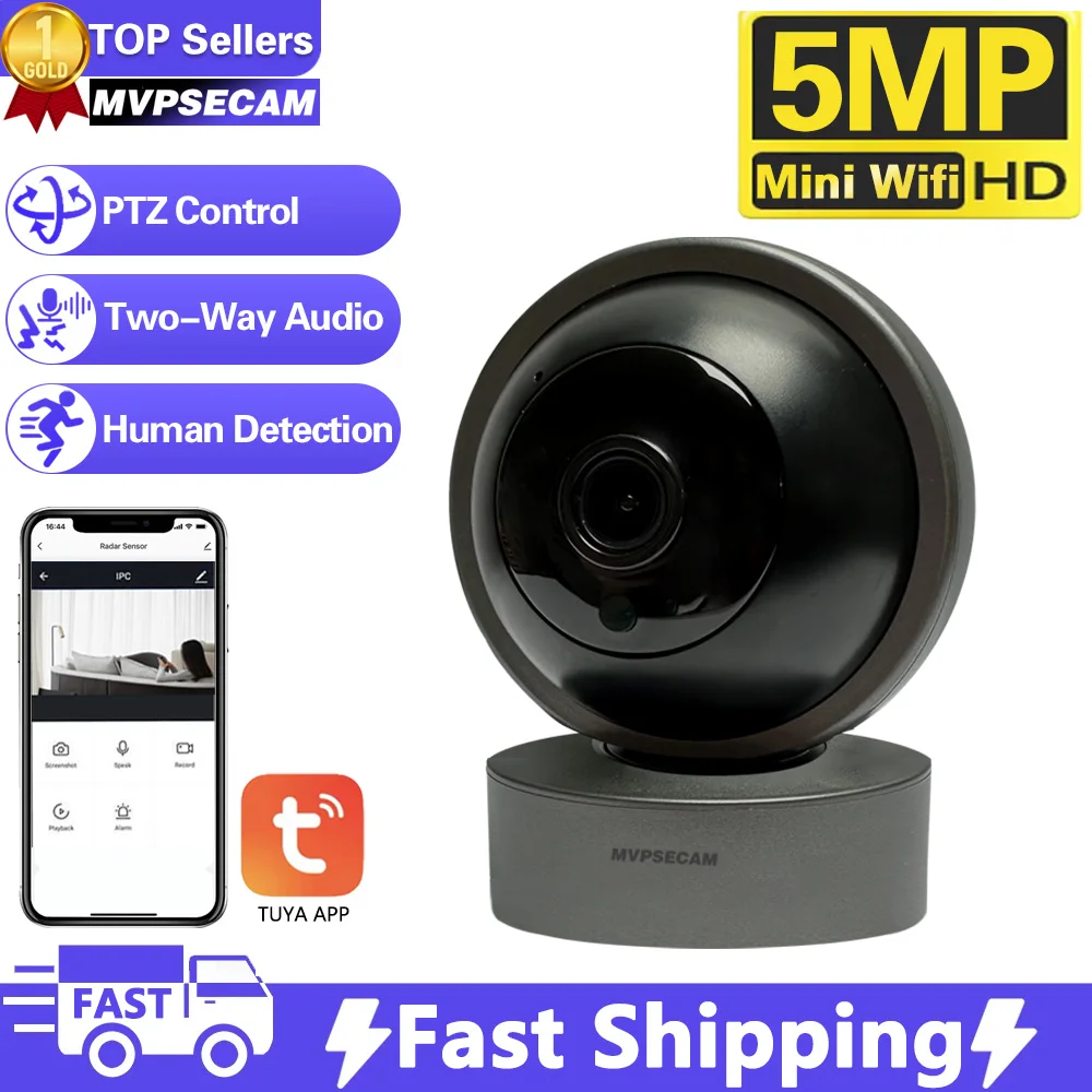 

Tuya Smart Life Camera 360 ° 5MP Wifi Monitoring Via Infrared Mobile Phone Night Vision 360°Tracking PTZ Surveillance PT Camera