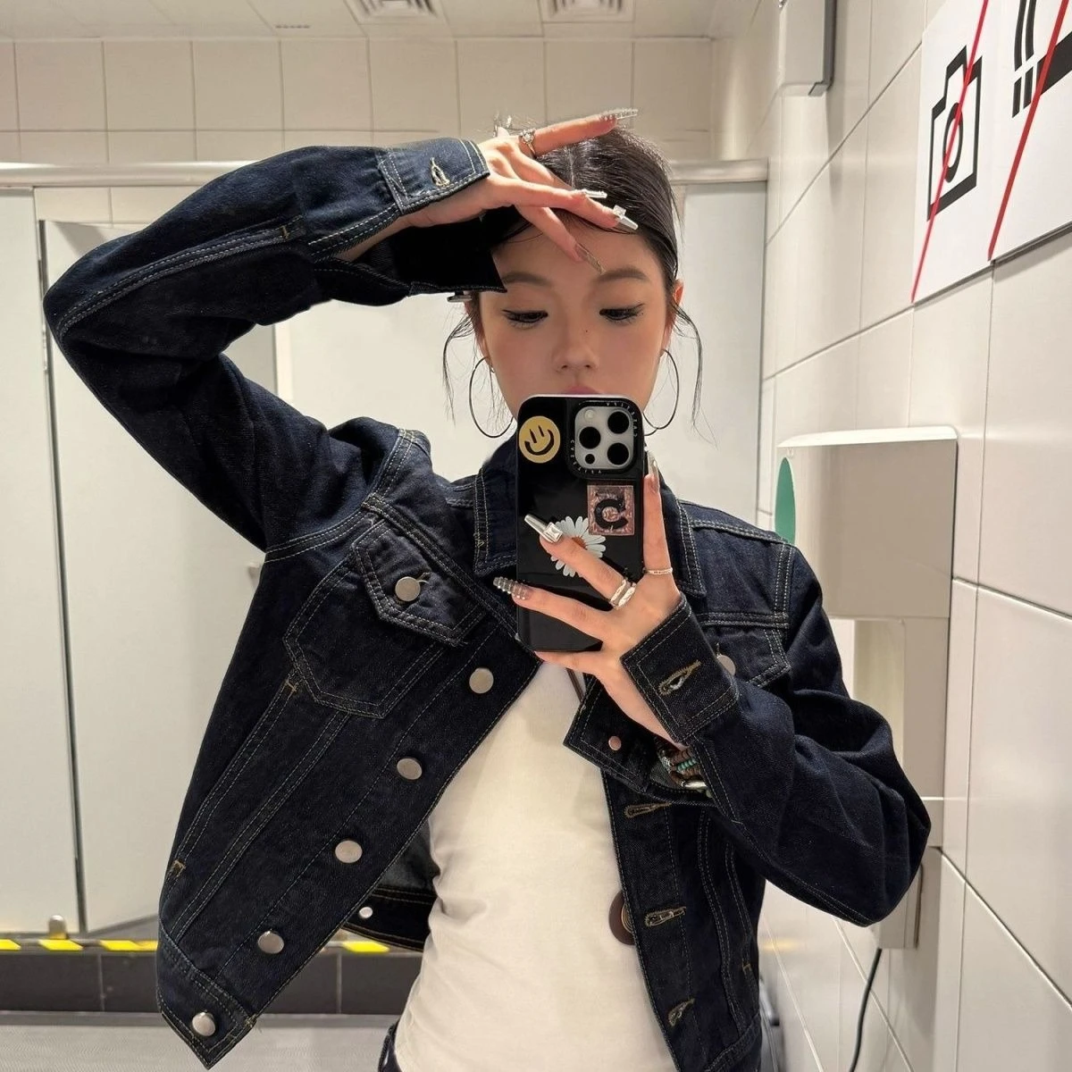Women's Vintage Distressed Denim Jacket Slim Fit Workwear Coat 2026 Spring Autumn Fashion Streetwear