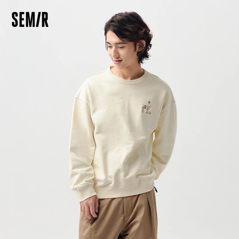 Semir Hoodie Men Spring Design-featured Comic Printed Top Loose Heavyweight Drop-shoulder Casual Wear Campus Fashionable Trendy