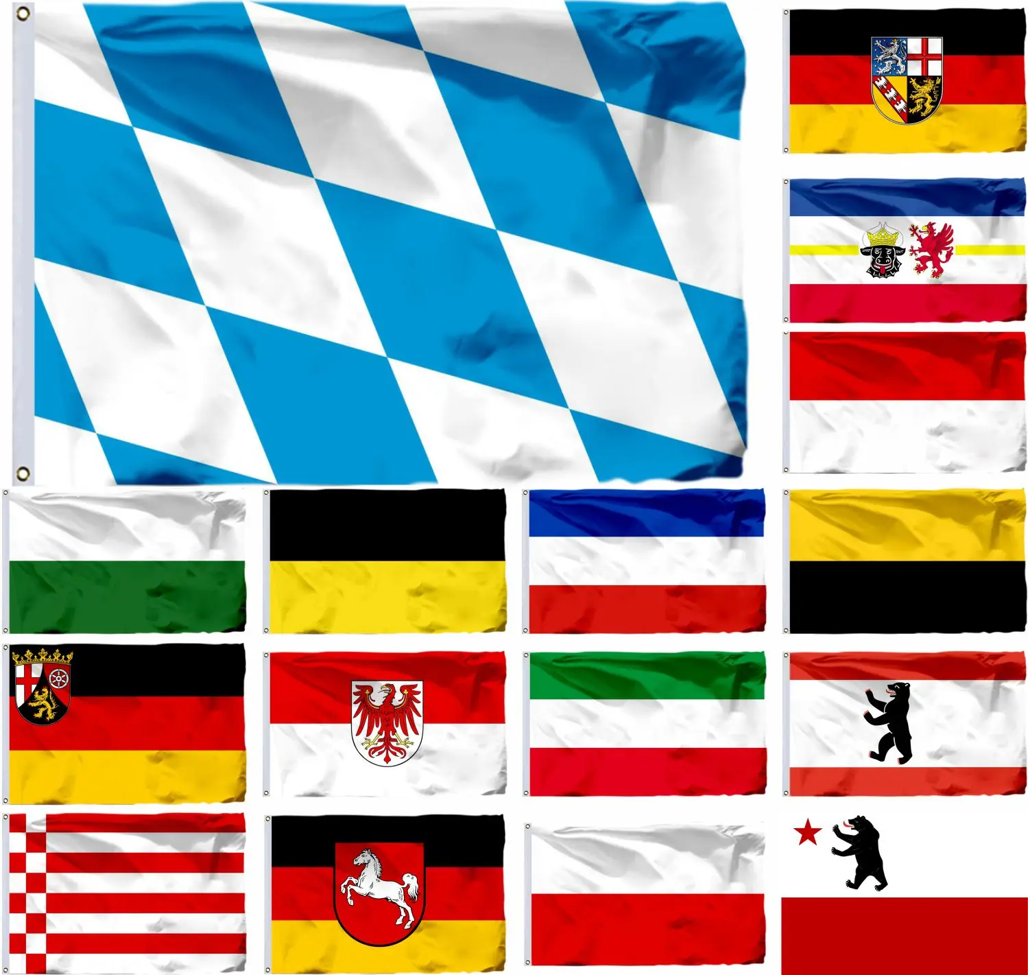 

German Bavaria 16 State Flag Berlin and Bremen 3X5FT Brandenburg Banner Saxony Anhalt 90x150cm Thuringia