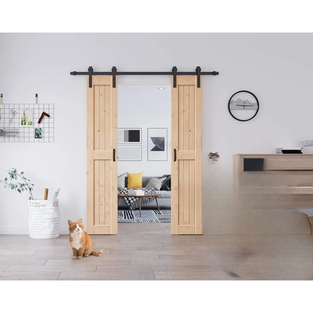 Barn Door with Sliding Door Hardware & Handle Included,Assemblely,Easy Install,Apply to Interior Rooms & Storage Closet,Frame