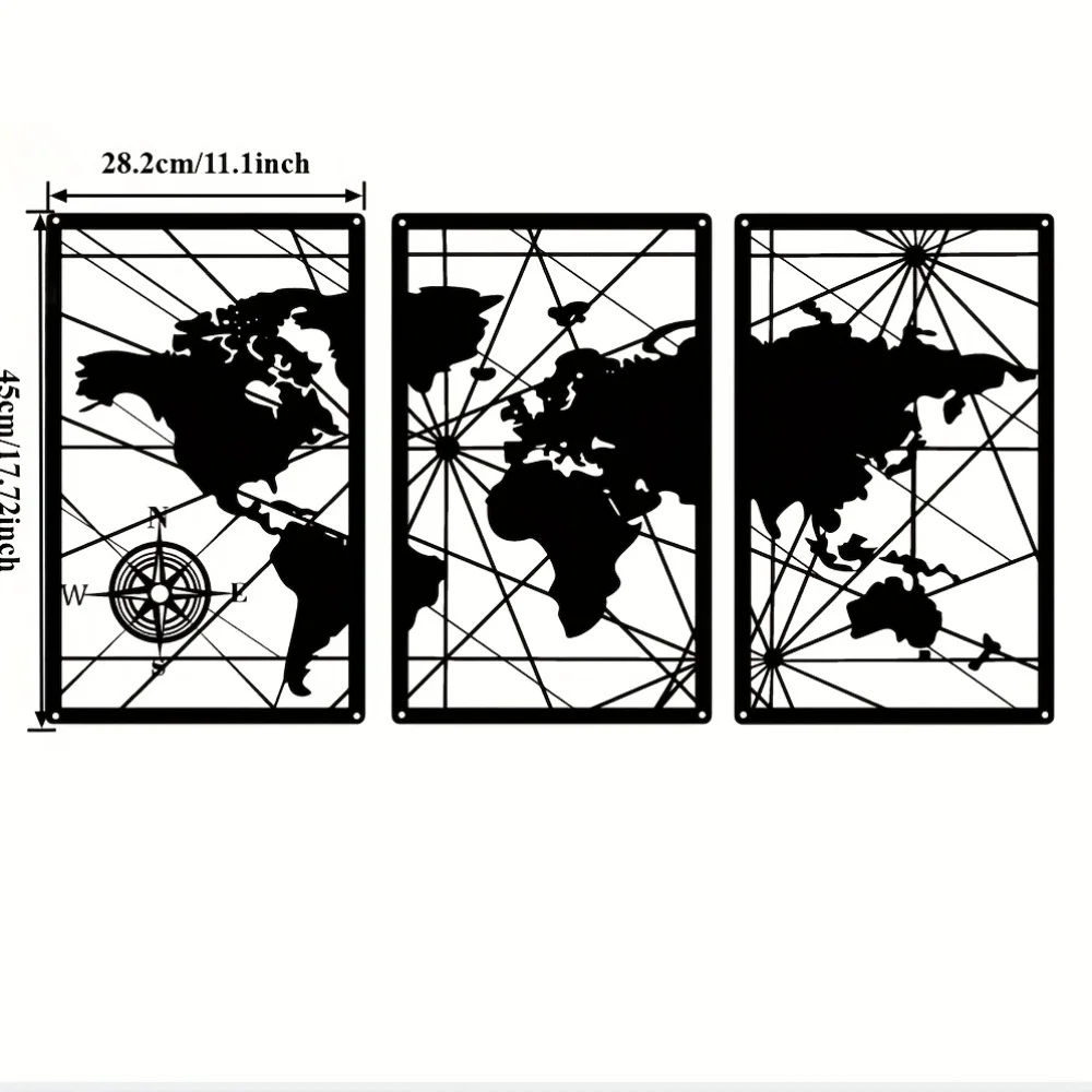 CIFBUY World Map Metal Wall Art Waterproof Durable Iron Craft Decor For Living Room Office Classroom Home Interior Gift