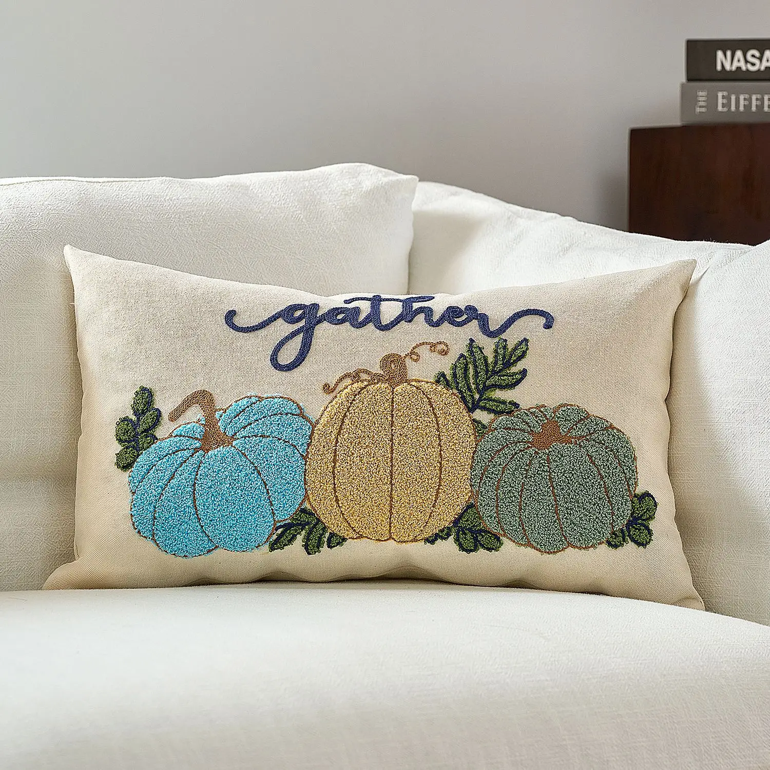 Autumn Decoration Cushion Cover Embroidery Pumpkins Maple Leaves Home Decoration Pillow Case  Sofa Couch Chair 45x45cm 30x50cm
