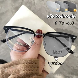 Ladies Photochromic Myopia Glasses Women Men Transparent Anti-blue Light Discolored Near Sight Eyeglasses Unisex Goggles Diopter