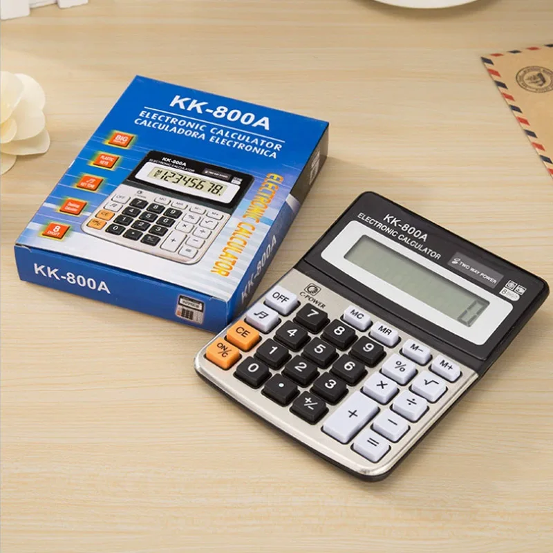 KK-800A آلة حاسبة معدنية لسطح المكتب خط كبير آلة حاسبة واسعة 8 A لوازم مكتبية للكمبيوتر التجارية مع الشركة المصنعة بالجملة