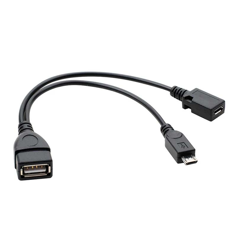 1pc 2 in 1 Micro USB Host Power Y Splitter 20m USB 2.0 Port Terminal Adapter OTG Cable For Fire Tv 3 Or 2nd Gen Fire Stick