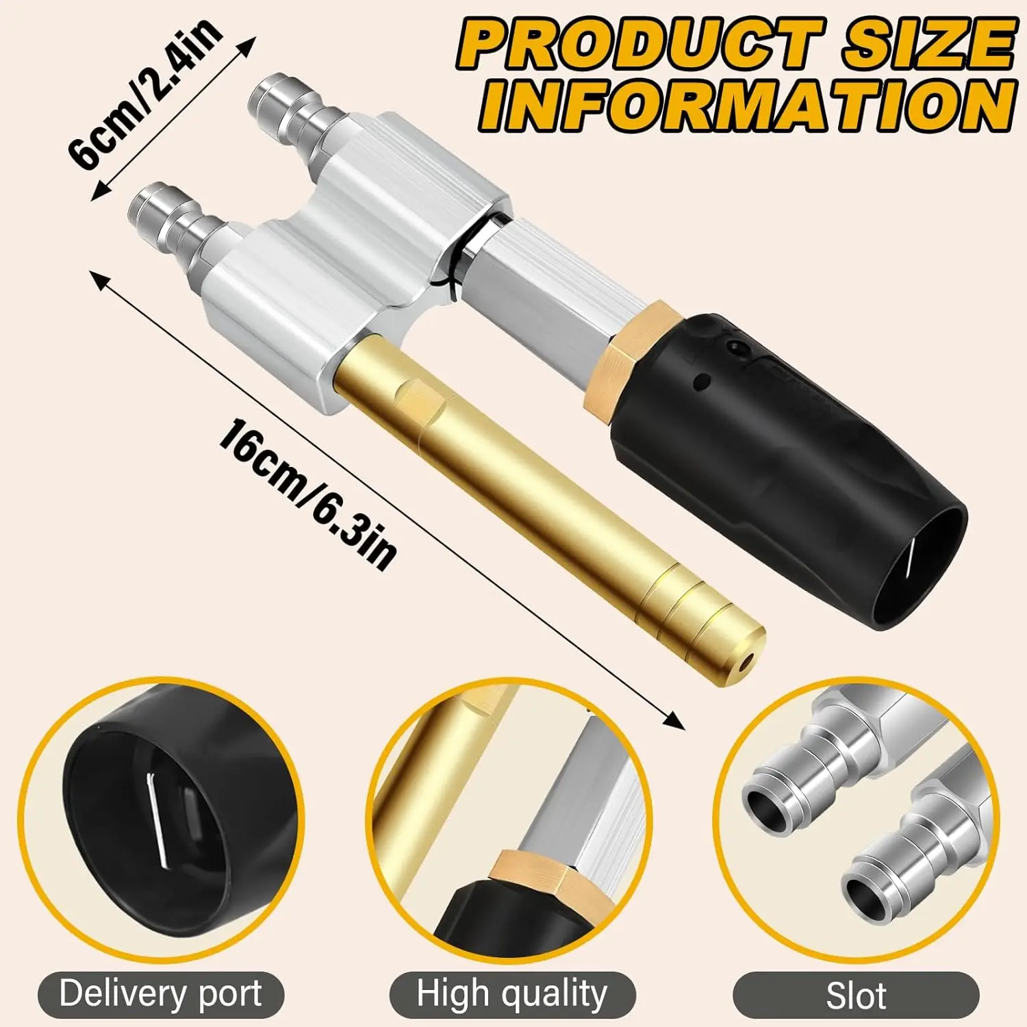 New Stainless Steel M5 Twist Nozzle Adjustable Downstream Soft Wash Long Reach Soap Shooter Tip 1000-4500 PSI 1/4'' 1kg