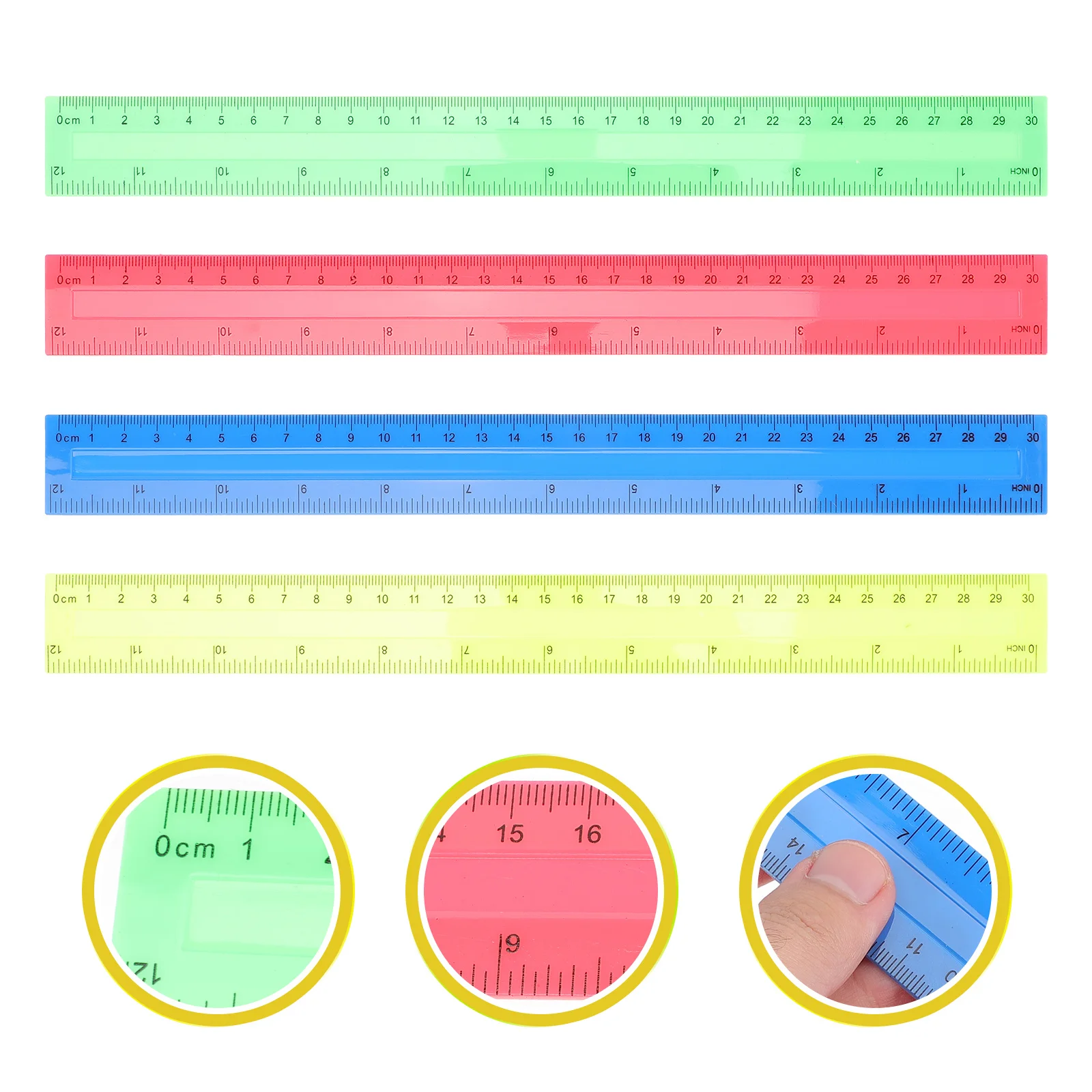 8 قطعة مساطر بلاستيكية مستقيمة ملونة أدوات قياس لطلاب المكاتب المدرسية 12 بوصة مستلزمات الفصول الدراسية السائبة #5