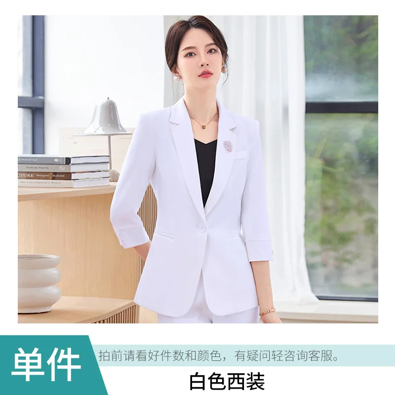 Green 3/4 Sleeve Suit Coat for Women2024New Summer Clothes Small Business Suit Elegant Business Suit Summer