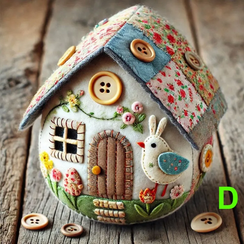 Zestaw do pakowania jajek wielkanocnych Patchwork Egg House Kit Easter Decor Basket Filler DIY Patchwork Felt Egg House Craft Kit Embroidered Felt