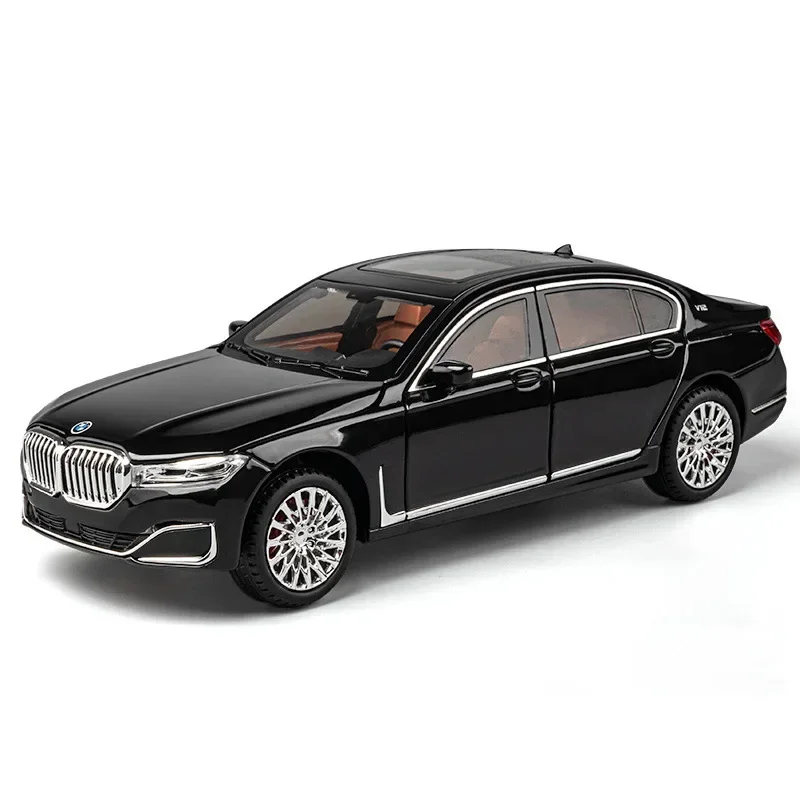 Diecast Large Alloy Metal Car Model for Kids, 1:24, BMW 760LI, Model Car, Sound and Light, Pull Back Toy, Decorações Interiores, Brinquedo, Grande, C188