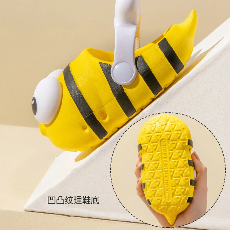 Summer Children Slippers Cartoon Bee Household Soft Slippers Boys Girls Bathroom Wearing Todders Sandals Outside Beach Kid Shoes