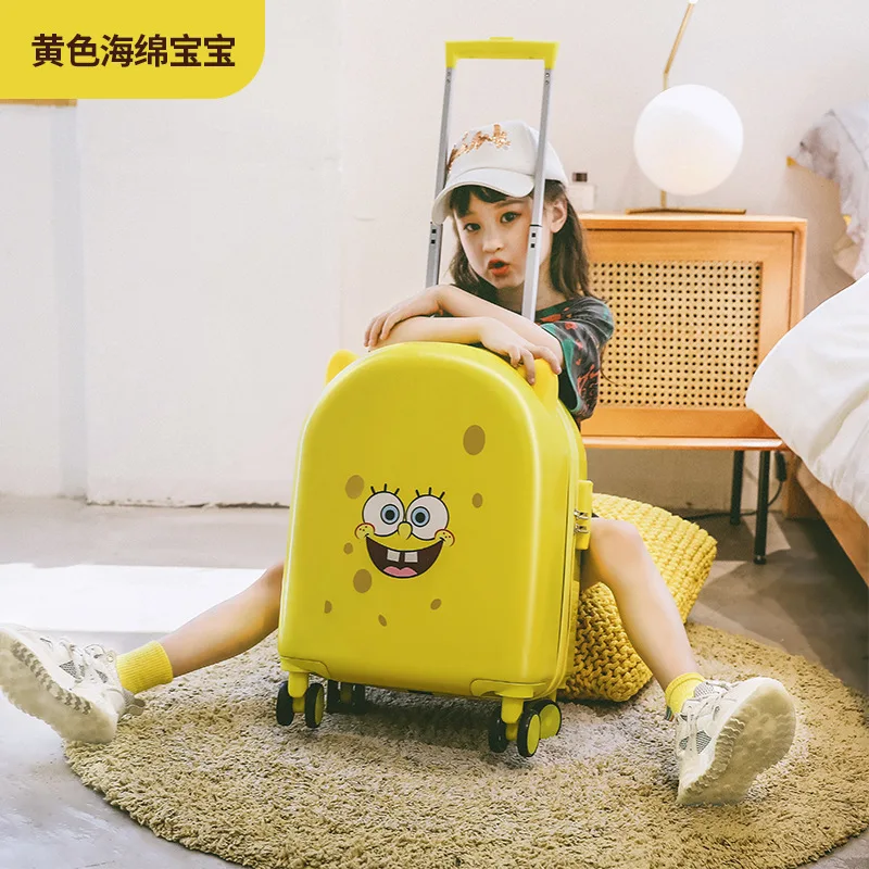 Anime Spongebob 18 Inch Trolley Case Kawaii Cartoon Suitcase Student Travel Board The Plane Child Cute Trend Luggage Bag Gift