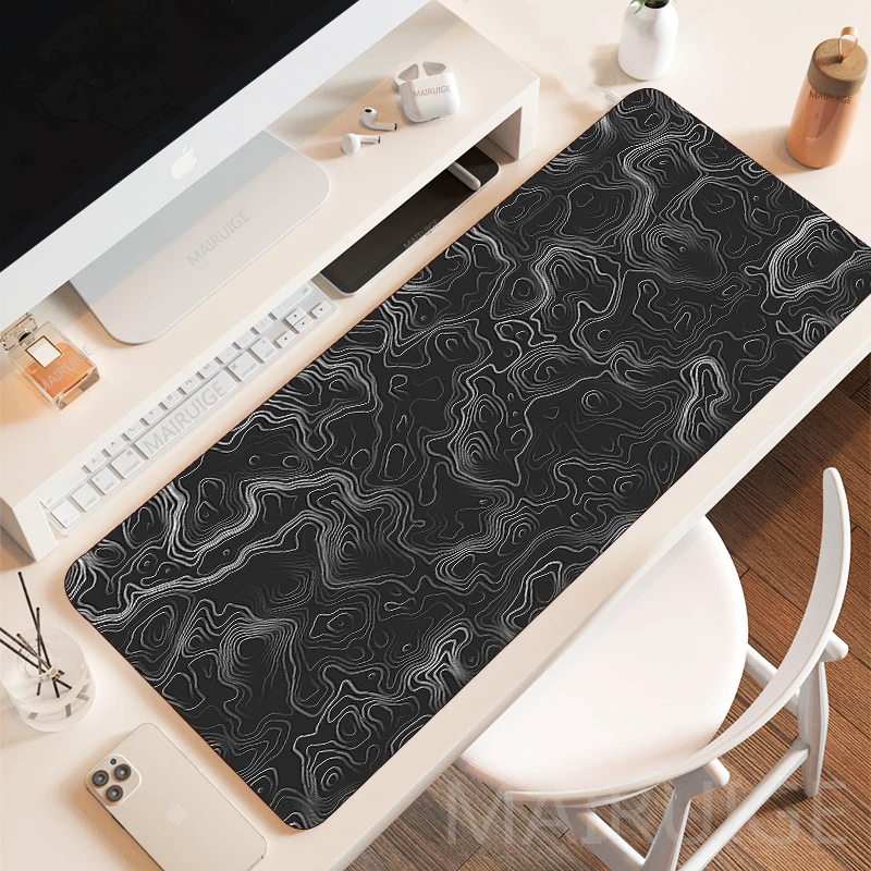 Contour Map Large Mousepads Black White Lines Art Gaming Accessories Desk Mat Carpet 40*80cm XXL Gamer Keyboard Mouse Pad for PC