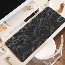 Grand tapis de souris avec Contour carte, 40x80cm, lignes noires et blanches, accessoire de bureau pour jeu artistique, clavier de Gamer pour PC