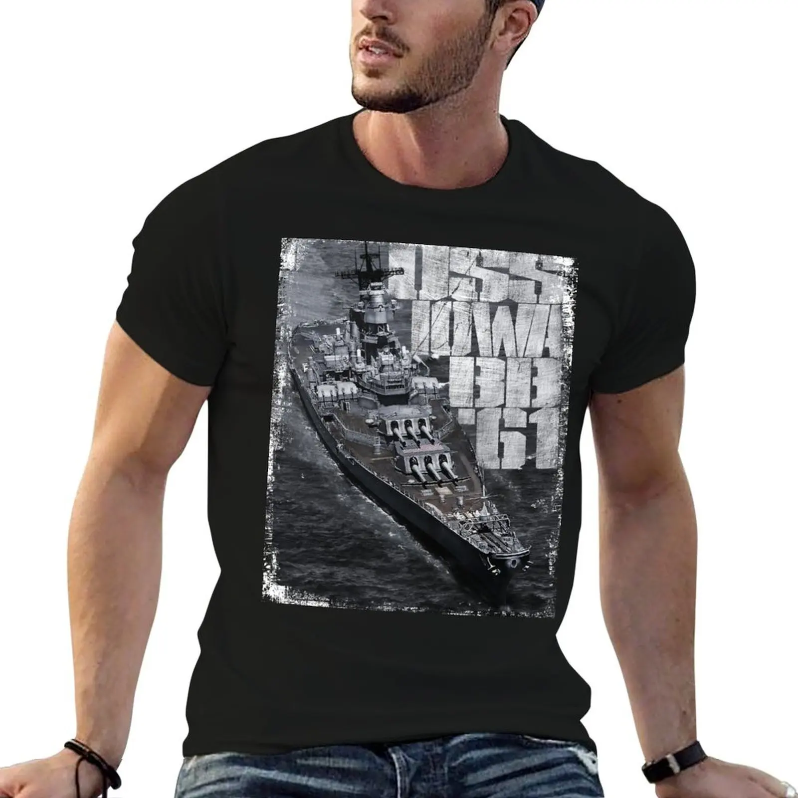 Battleship Iowa T-Shirt All Match Basic Short Sleeve Top