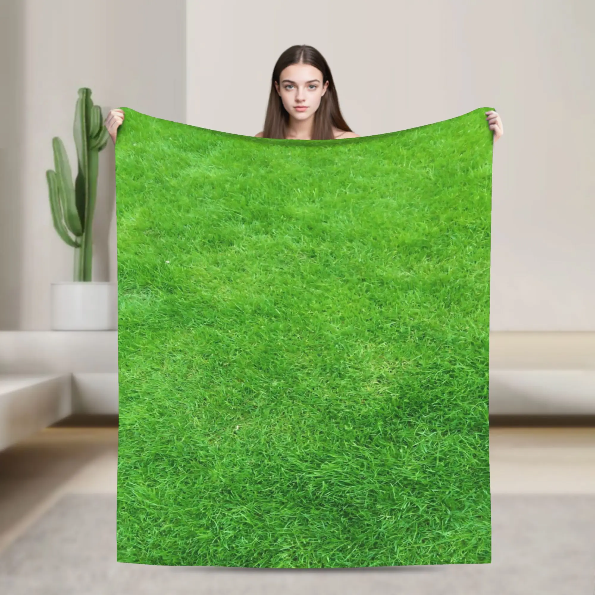 Y2K Green lawn grass  Blankets Lightweight Thin Fleece  Comfortable Throw Blankets Machine Washable