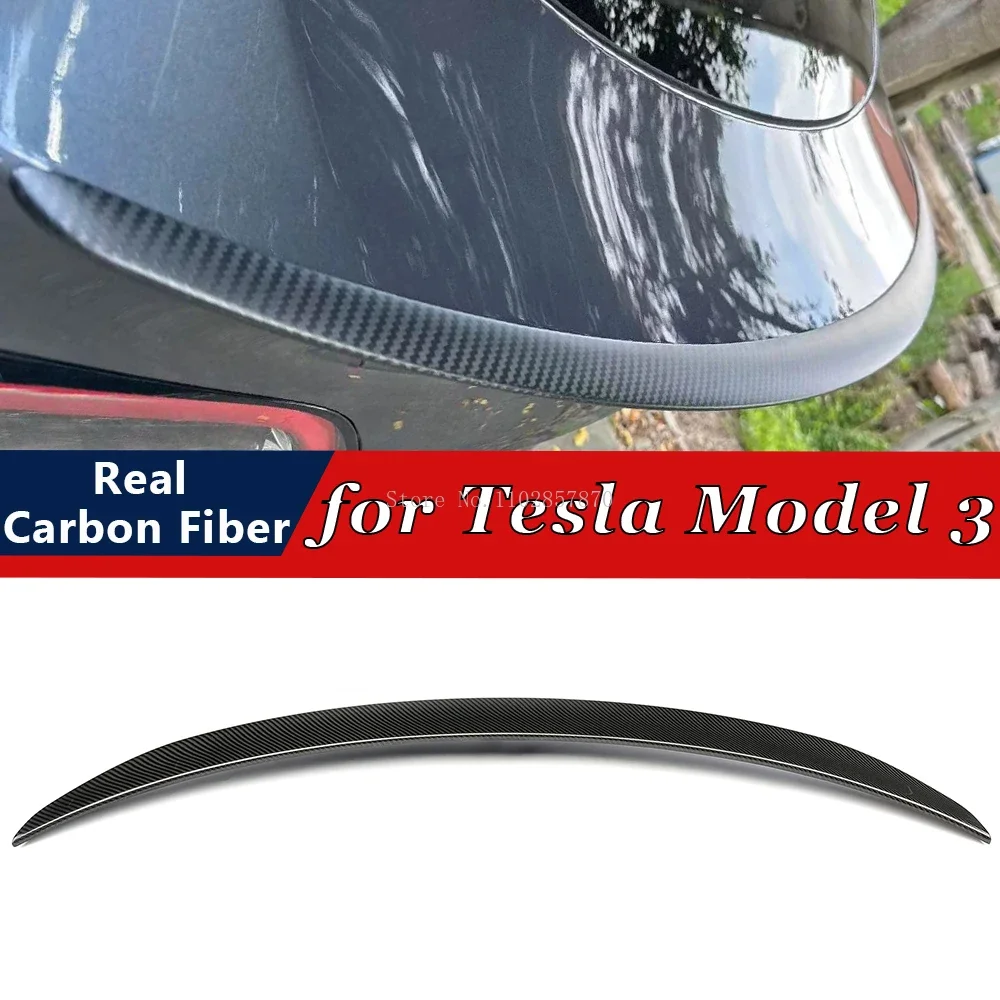 Per Tesla MODEL 3 2019-2023 Spoiler posteriore paraurti Lip Trunk Wing Boot Spoiler Body kit parti esterne vera fibra di carbonio