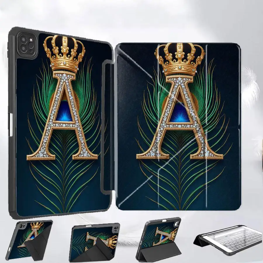 

Crown Letter A Holder Cover Tablet Case For iPad Air 4 5 M3 M2 M4 11inch Mini 6 7 Pro 11th 10th 9th 8th 7th 12.9inch Pro 2025