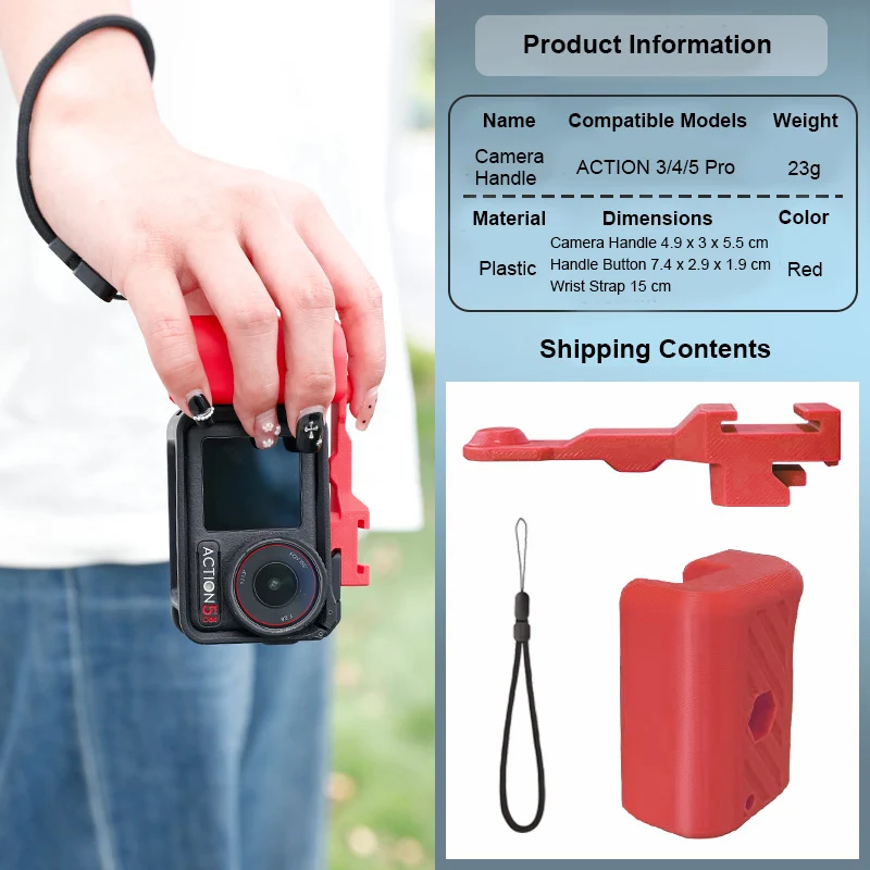 

3D Printing Street Grip Vlog Holder Combo Camera Grip Holder For DJI Action 5 Pro/4/3 Action Camera Grip Camera Accessories