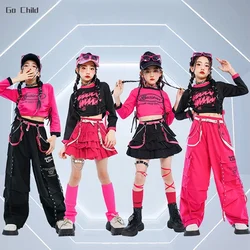 Hip Hop Girls Crop Top Street Dance Cargo Pants Tiered Skirts Kids K-pop Streetwear Children Jazz Costumes Sweet Clothes Sets