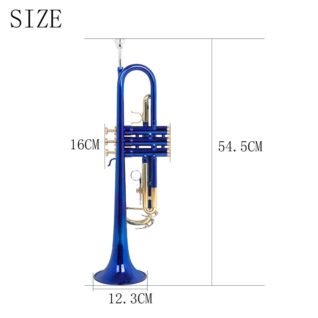 SLADE Bb Trumpet Brass Blue B Flat Case Mouthpiece Gloves Cleaning Cloth Strap Trumpet Accessories Parts for Stage Live Show
