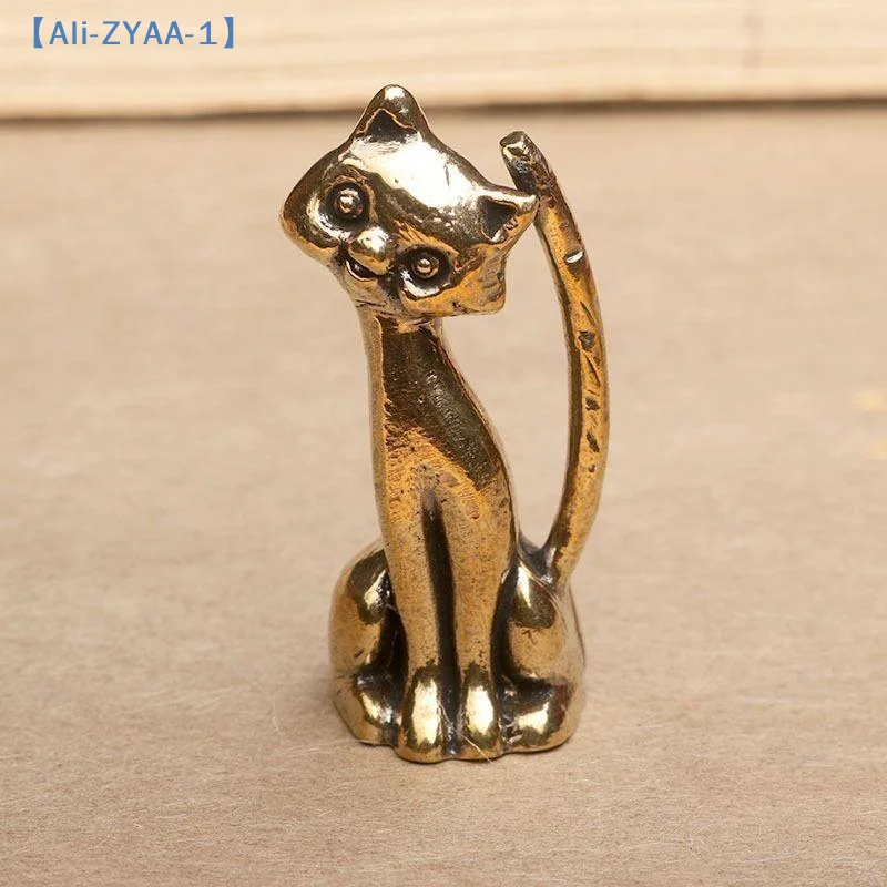 Antike Messing-Katzenliebhaber-Statue, Ornament, Kupfer-Tierskulptur, Räuchergefäß, dekorativ für den Schreibtisch zu Hause【ZYAA-1】
