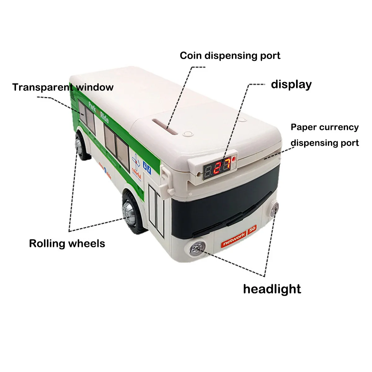 Hucha electrónica automática para niños, juguetes educativos para autobús, hucha de ahorro de dinero para niños pequeños