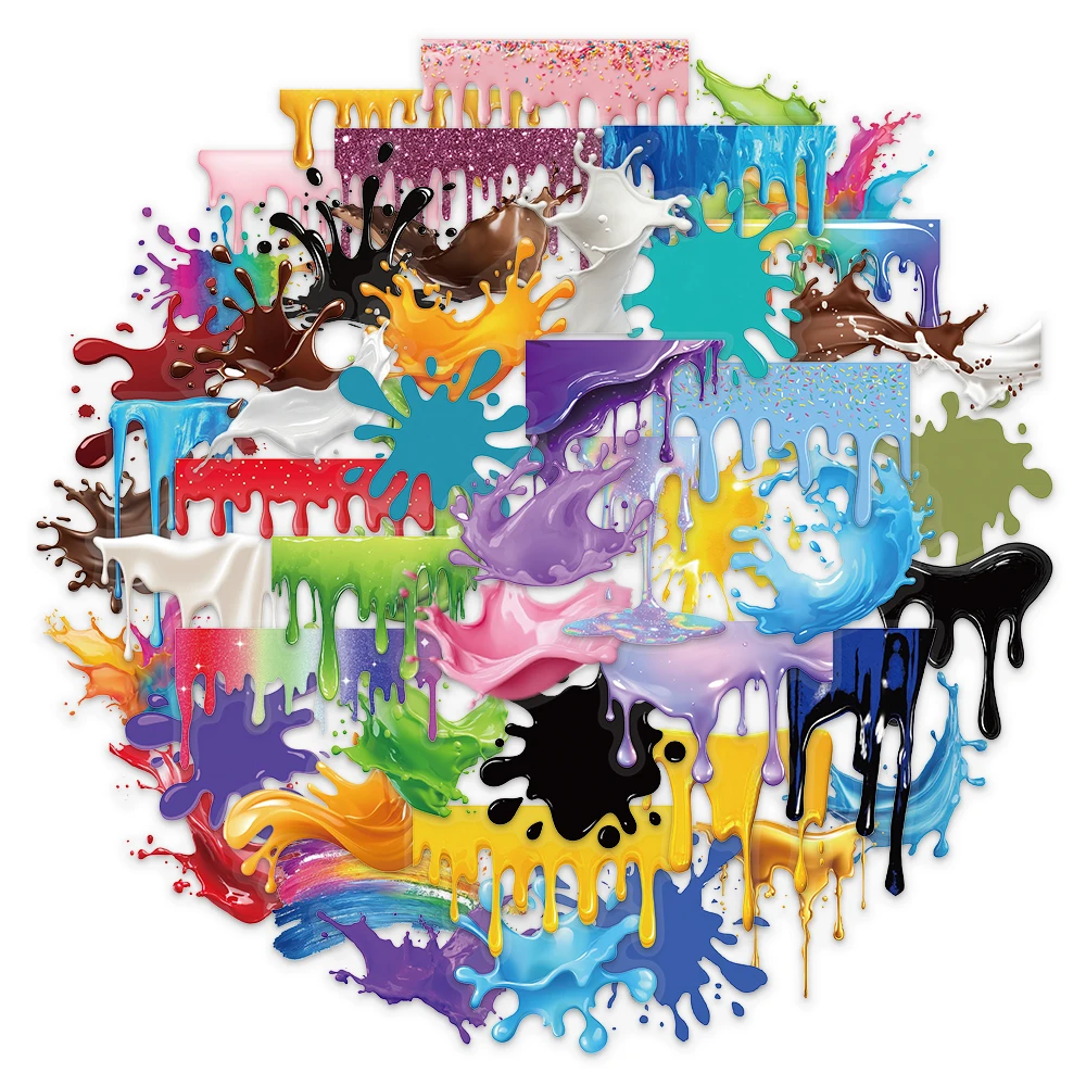 

50PCS Dripping Paint Cartoon Colorful Stickers DIY Handmade Materials Phone Cases Laptop Luggage Stickers