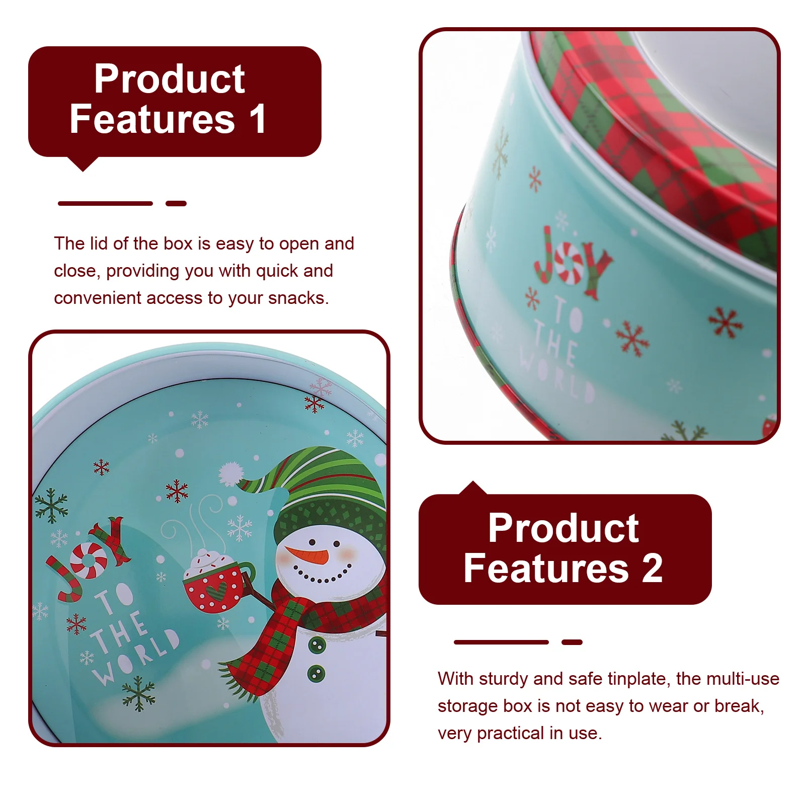 

Tinplate Candy Box Christmas Cookie Tin Small Xmas Treat Storage Box Biscuit Holder Holiday Gift Case Christmas Cookie Tin