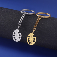 HIPEE New Painter Palette Pendant Keychain Artist Stainless Steel Key Chain Creative Palette Car keychain for Women Men Jewelry