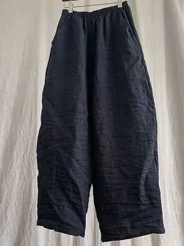 Retro Pleated Cotton Linen Wide Leg Pants Thin New Summer plus Size Women Loose Linen Nine Point Knife Pants Casual High Waist