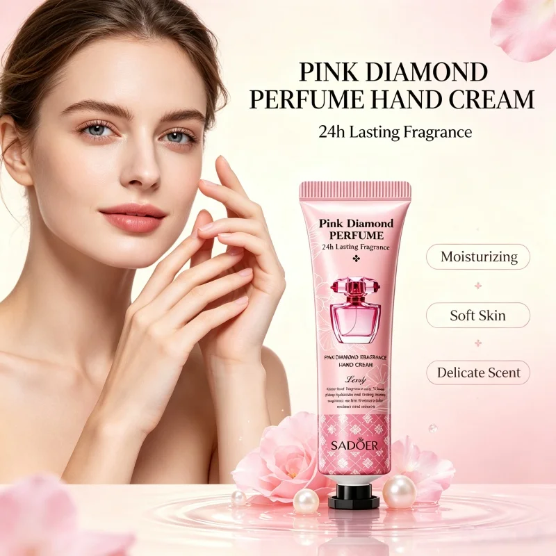 Pink Diamond Scented Hand Cream 30G/Tube, Deeply Hydrating, Repairs Chapped Hands, Mini Tube, Easy to Carry