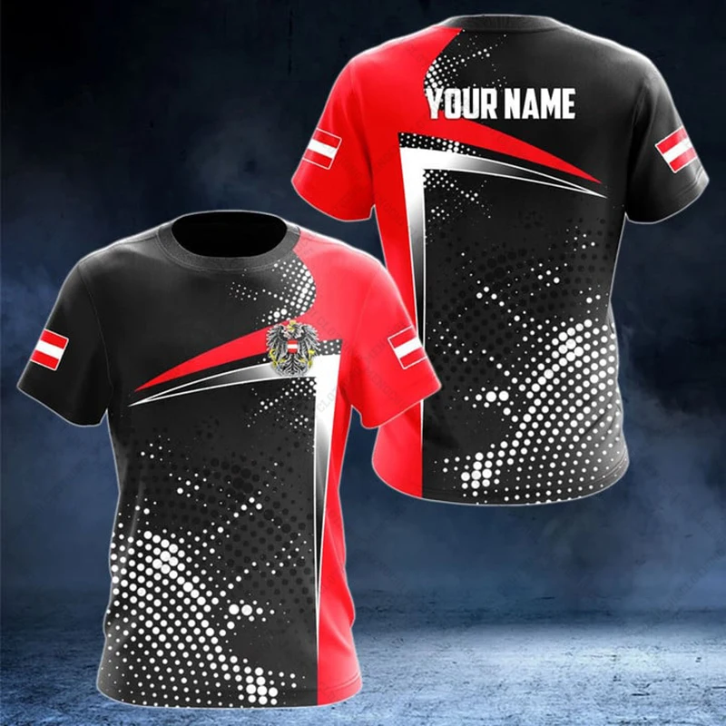 Custom Name Austria Flag Ink Marks Graphic T-shirts Summer Casual Camo Vintage Jersey Fast Dry Short Sleeve Tops Loose Pullover