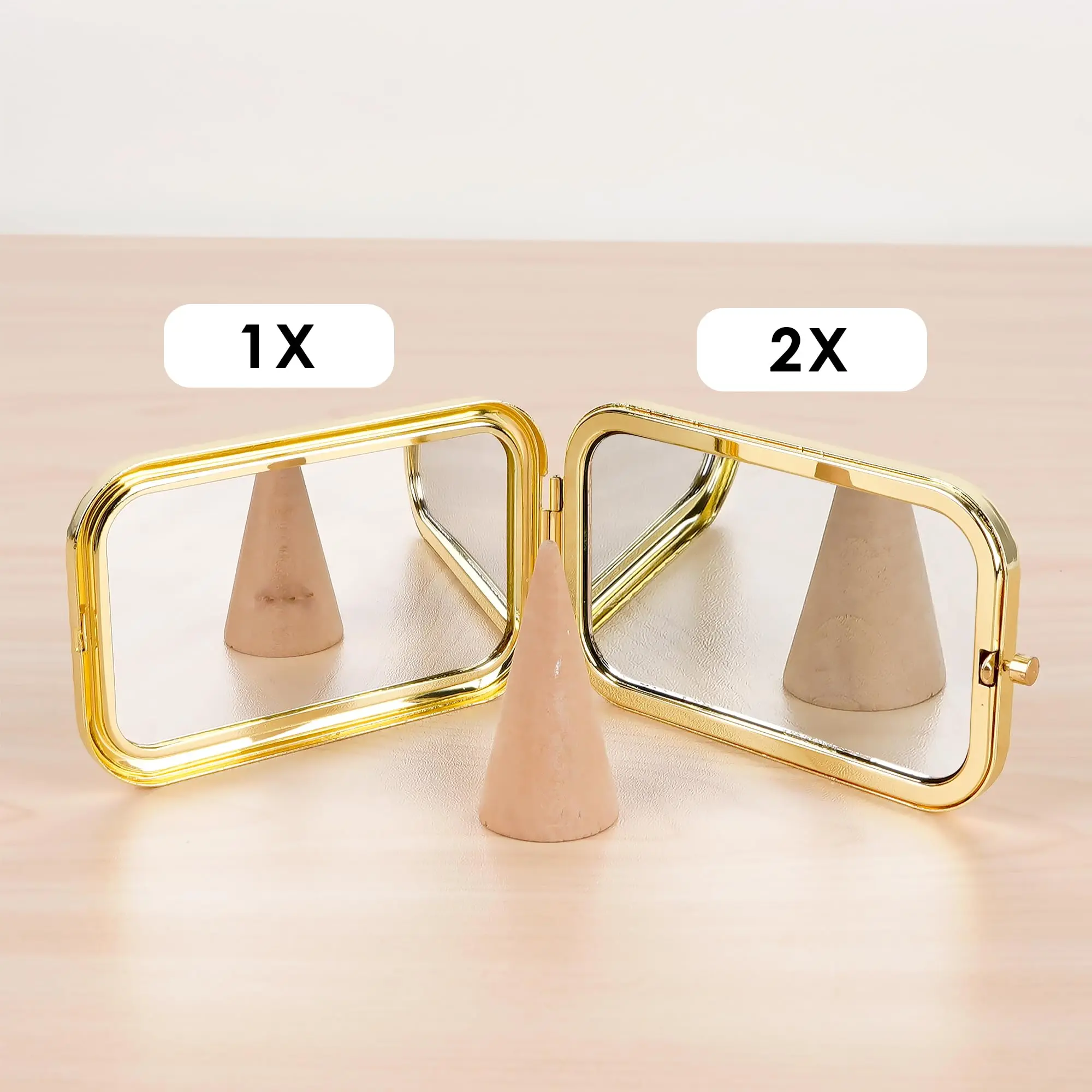 مرآة جيب عتيقة بتصميم طاووس ذهبي، مرآة مكياج مستطيلة مزدوجة الجوانب، مرآة تزيين، أداة تجميل للشرب #3