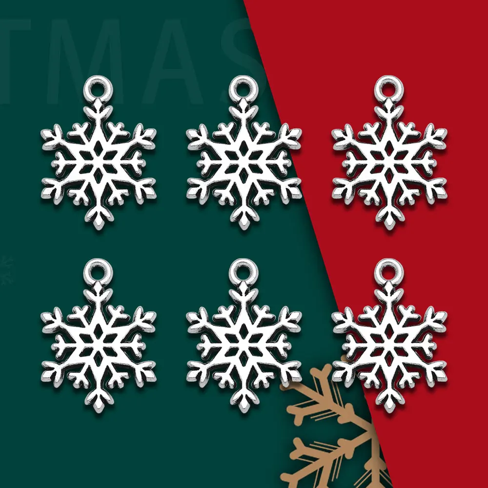 30 sztuk/partia-15x21mm Antique Silver Plated Snowflake Christmas Charms nowy rok wisiorek do tworzenia biżuterii ustalenia Craft hurtownie