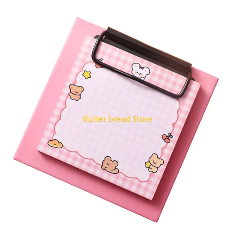 W89C Cartoon Note Pad with Clipboard 30Sheets 3x3Inch Small Pocket Writing Notepad