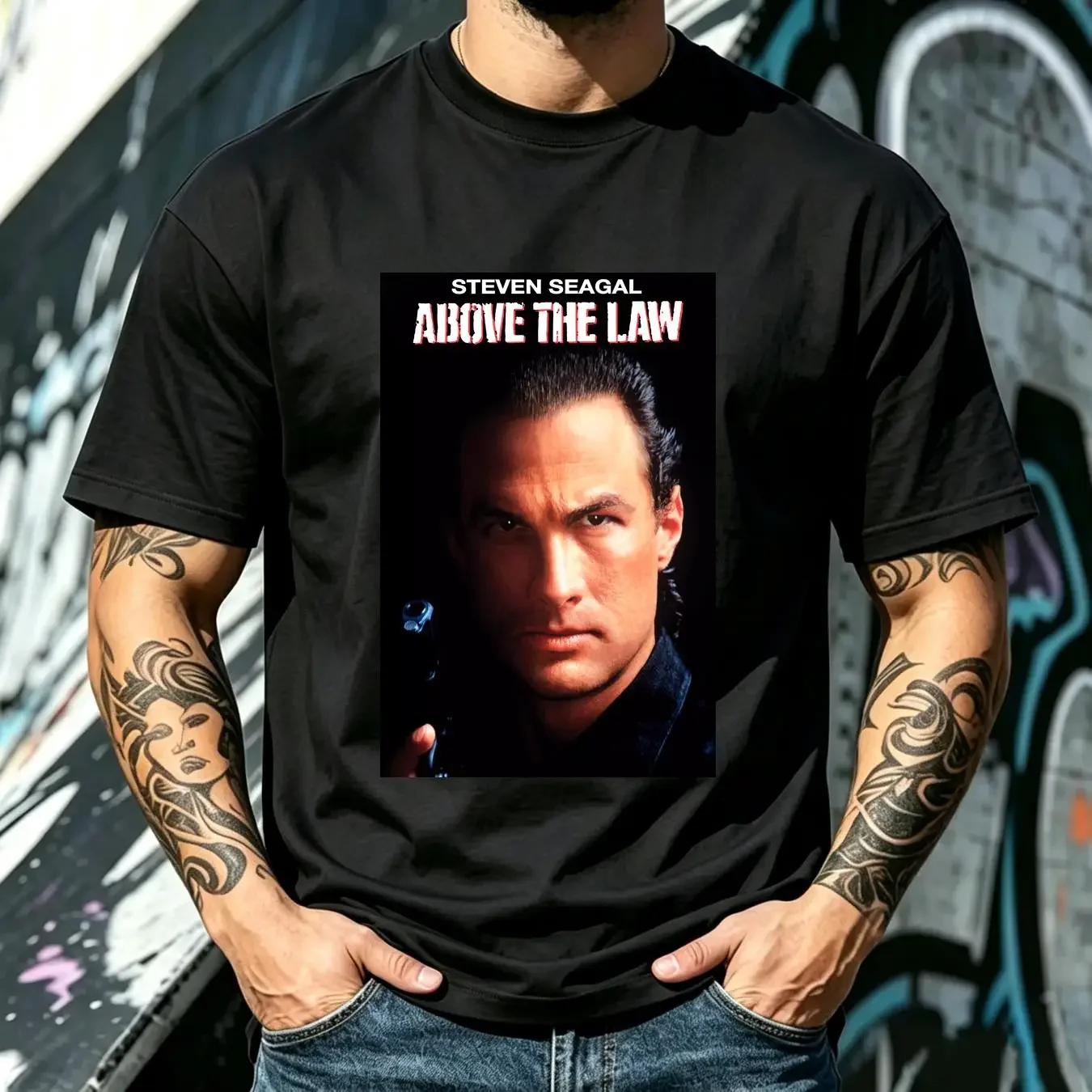 washed T Shirt Above The Law Steven Segal 80's Action Movie long or short sleeves vintage Washed fashion Casual Soft Stretched