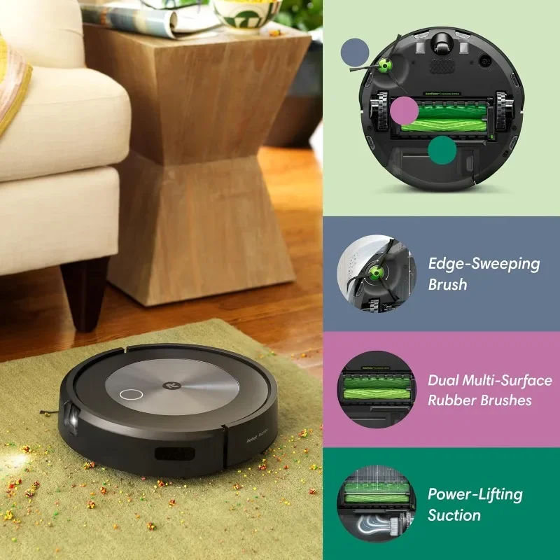 مكنسة iRobot Roomba j7+ (7550) الروبوتية ذاتية التفريغ - تستخدم الملاحة الدقيقة للرؤية لتحديد وتجنب الأشياء مثل الجوارب